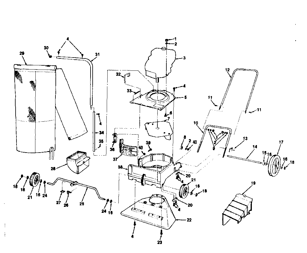 Replacement Parts Diagram and Parts List for 113798904  Craftsman Chipper Shredder