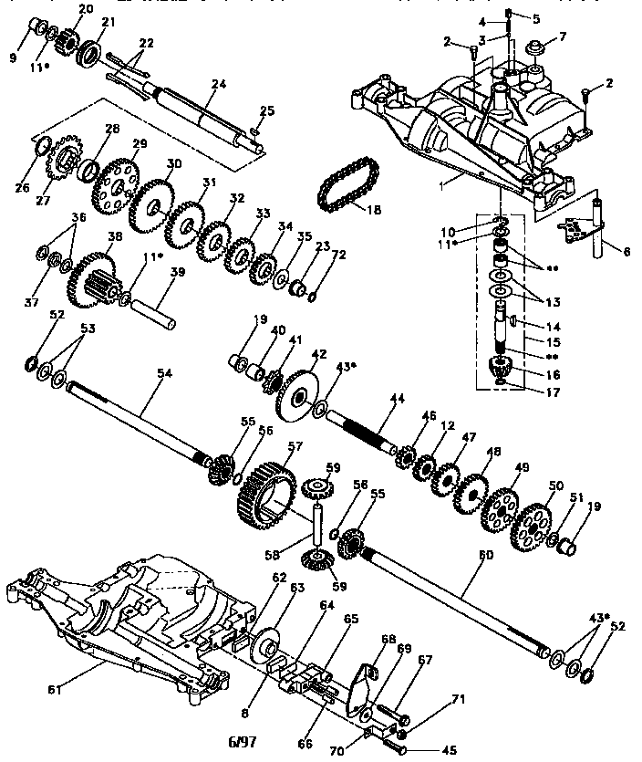 Transaxle Dana Diagram and Parts List for 9174360-96  Craftsman Lawn Tractor