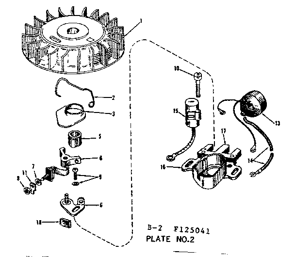 Magneto Diagram and Parts List for 143125041  Craftsman Engine