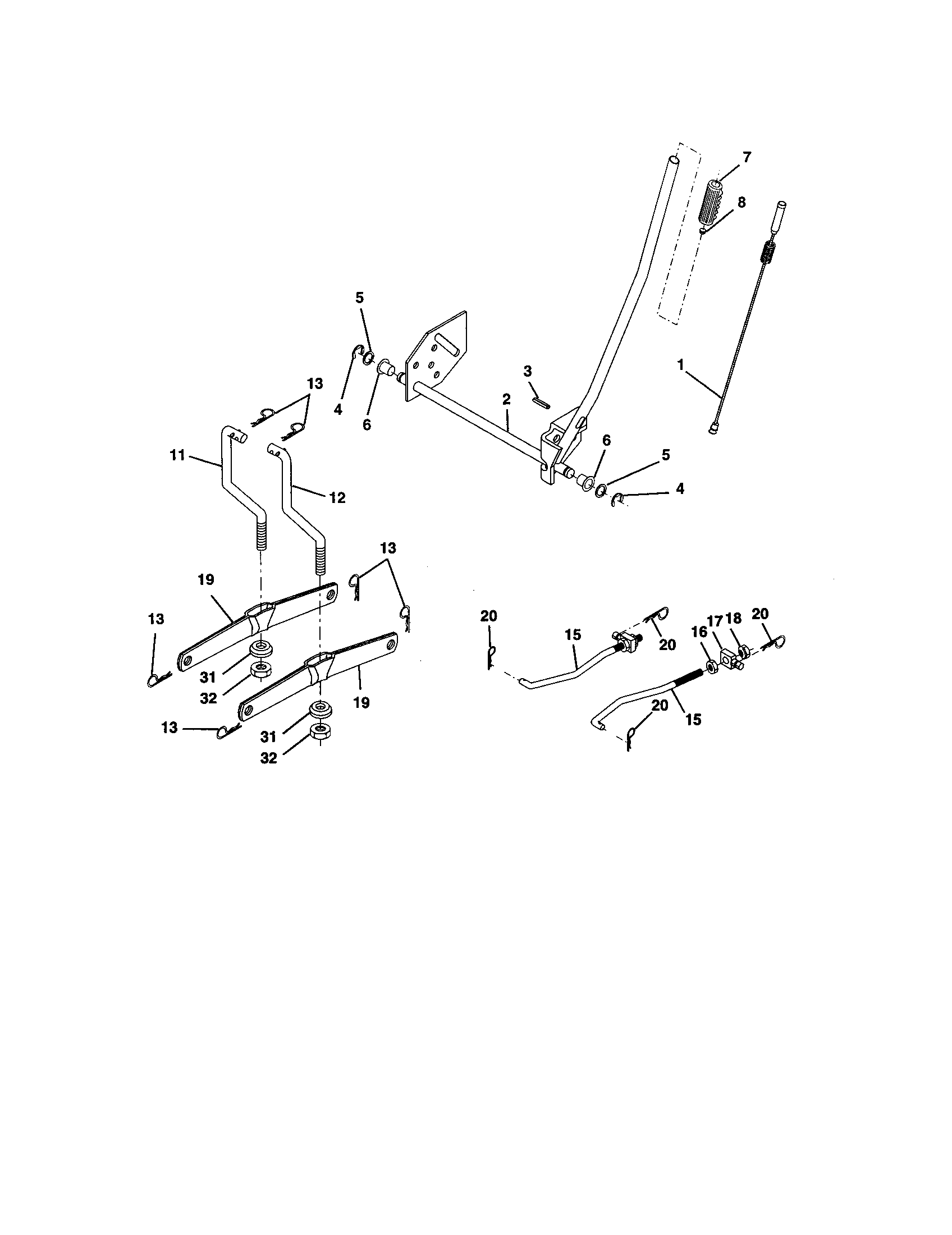 Lift Assembly Diagram and Parts List for 917277251  Craftsman Lawn Tractor