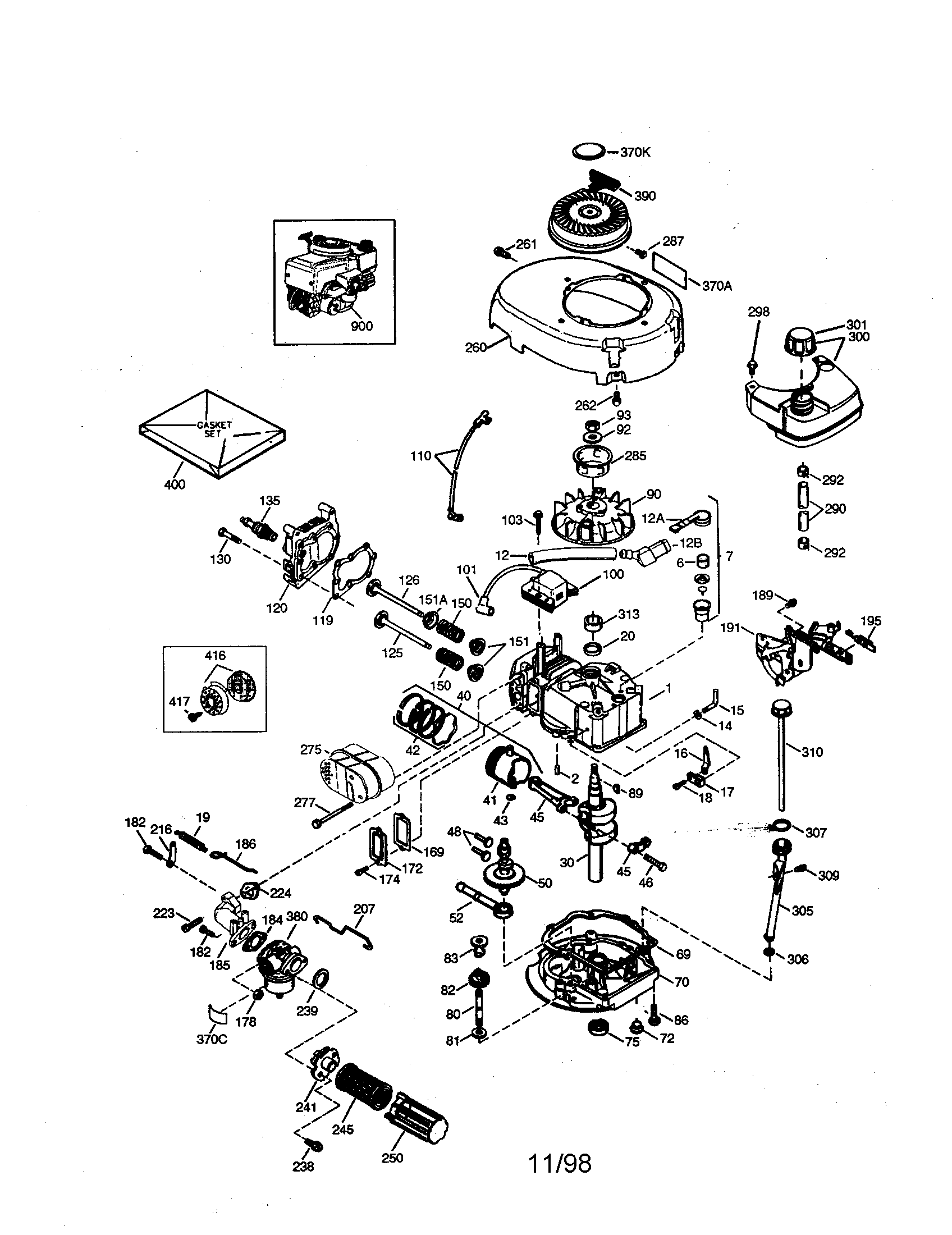 Craftsman 4-cycle Engine Diagram and Parts List for 143984504  Craftsman Engine