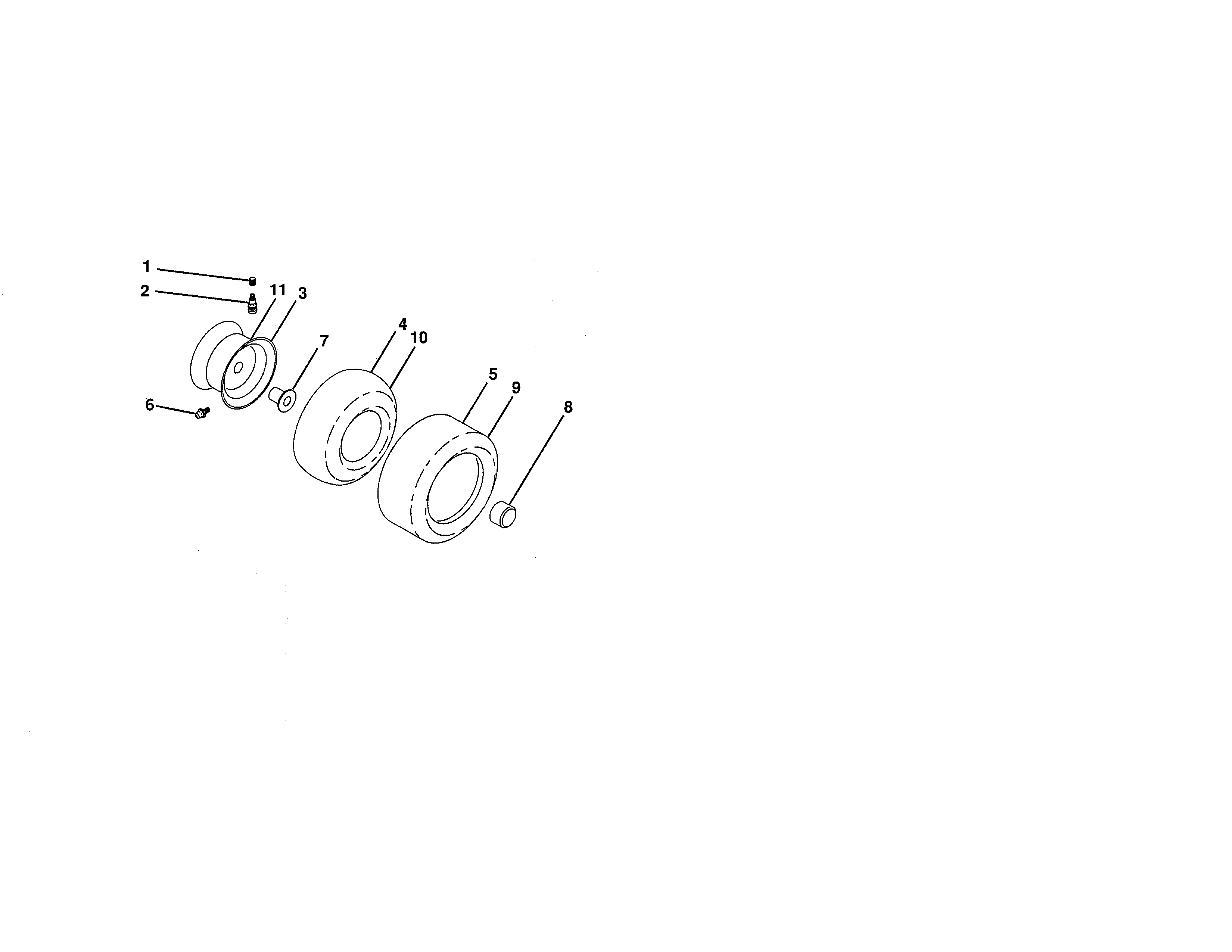 Wheels & Tires Diagram and Parts List for 917203824  Craftsman Lawn Tractor