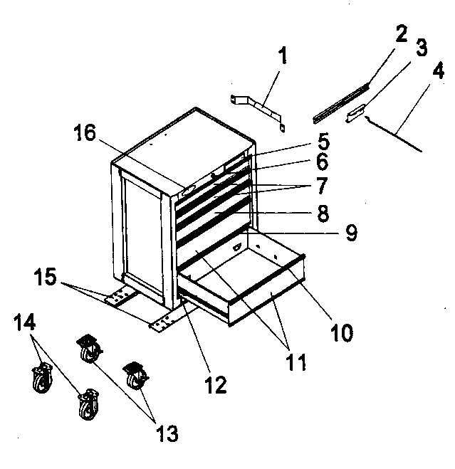 Cabinet Parts Diagram and Parts List for 706593470  Craftsman Tool Stand & Cart