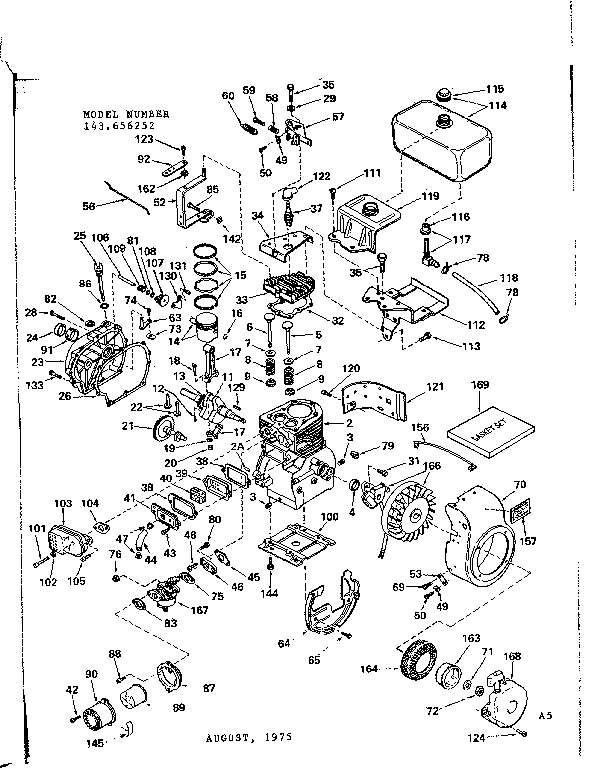 Replacement Parts Diagram and Parts List for 143656252  Craftsman Engine