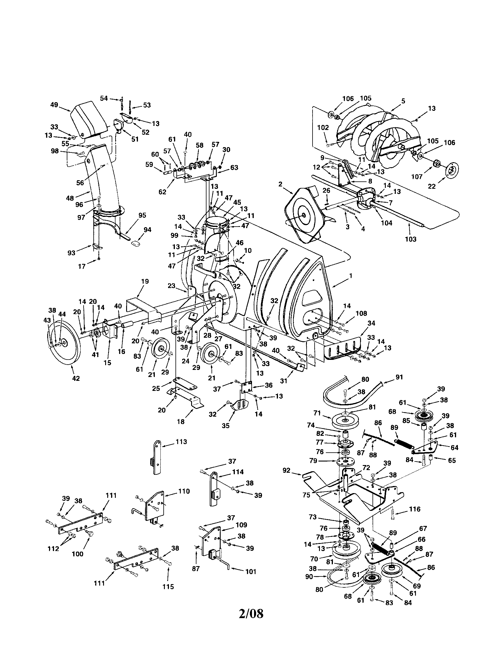 Housing/gear Assembly Diagram and Parts List for 486248463  Craftsman Snow Blower