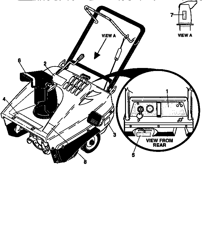 Decals Diagram and Parts List for 536884570  Craftsman Snow Blower