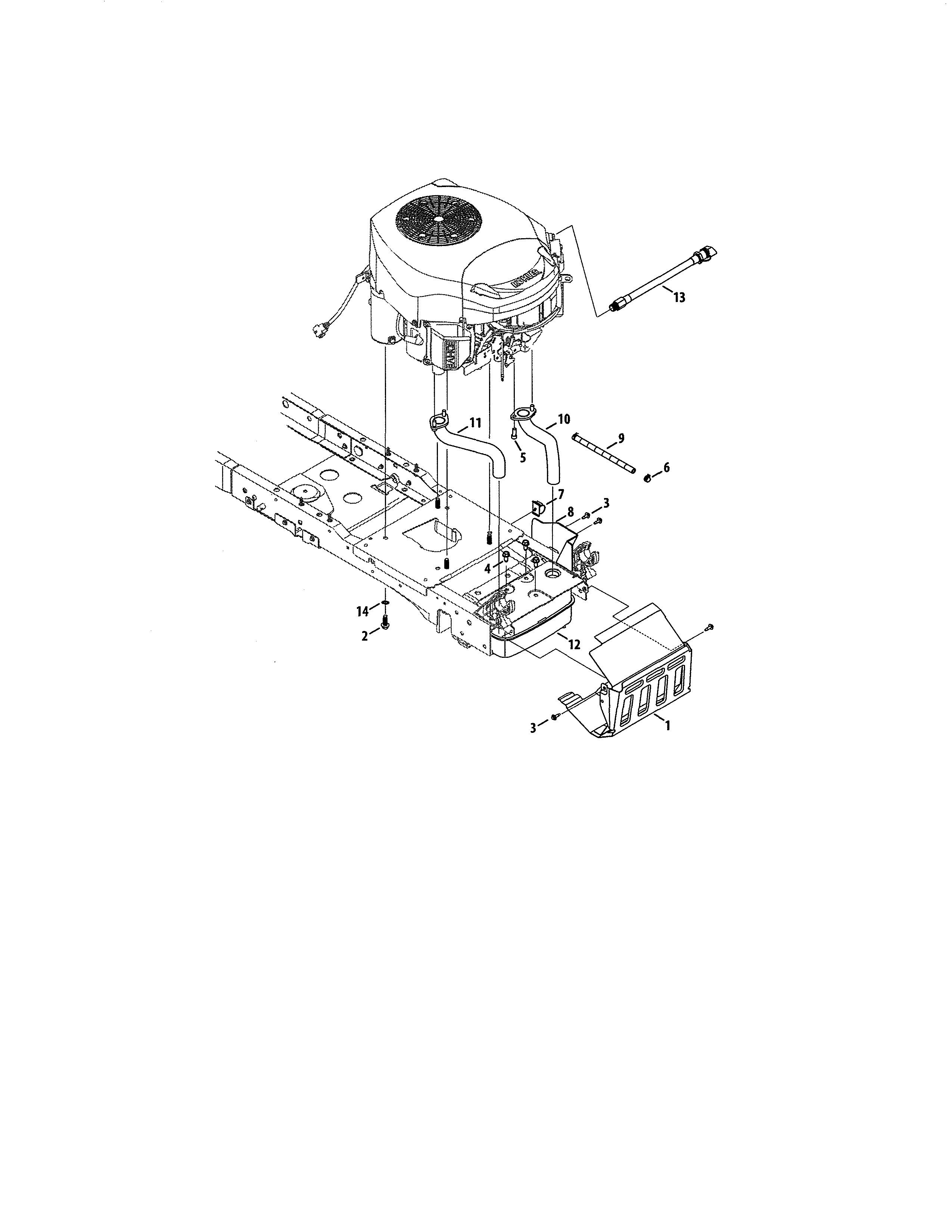 Engine Diagram and Parts List for 247270550  Craftsman Lawn Tractor
