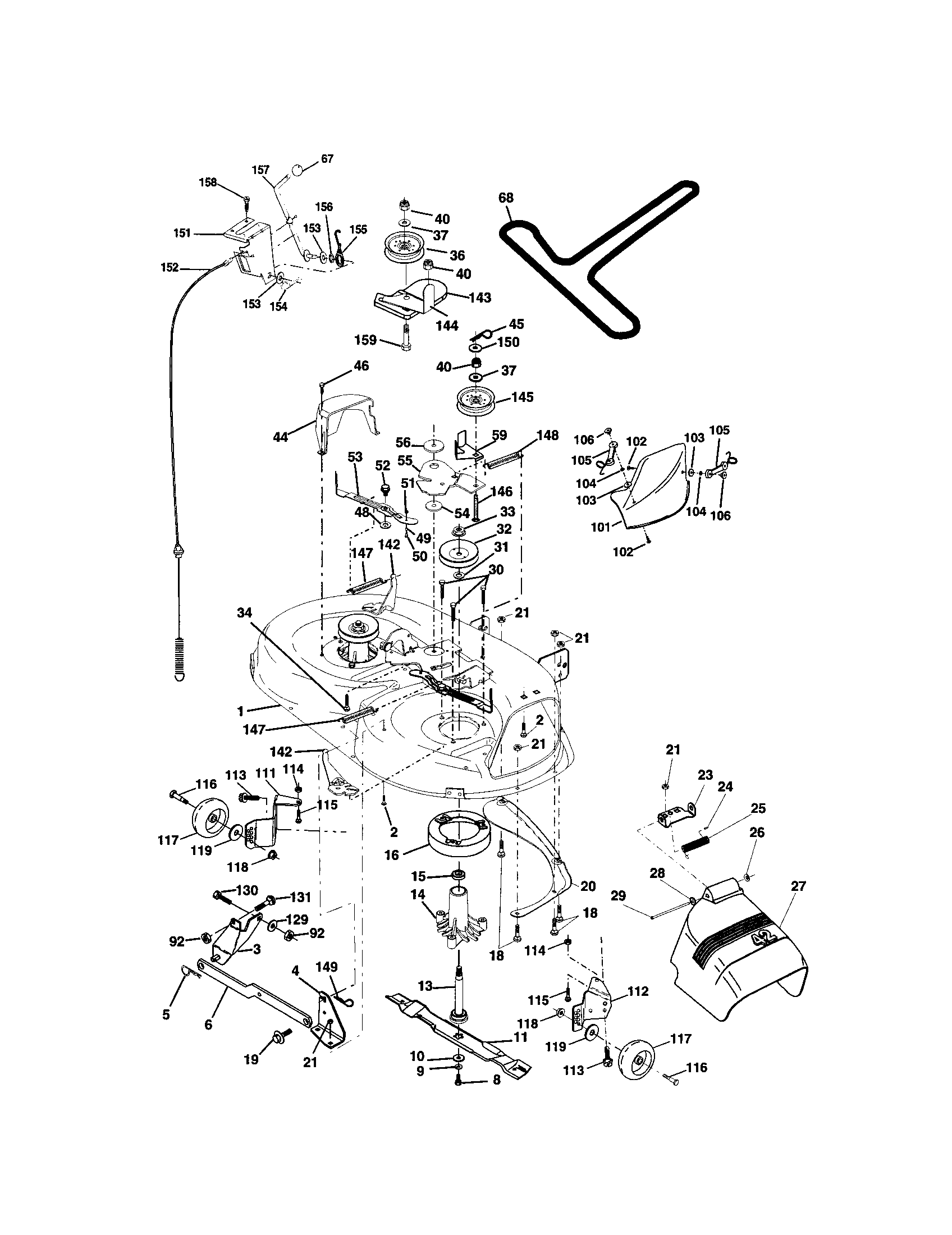 Mower Deck Diagram and Parts List for 917272462  Craftsman Lawn Tractor