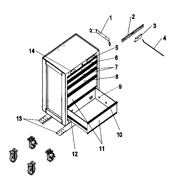 Toolbox Diagram and Parts List for 706620330  Craftsman Tool Stand & Cart