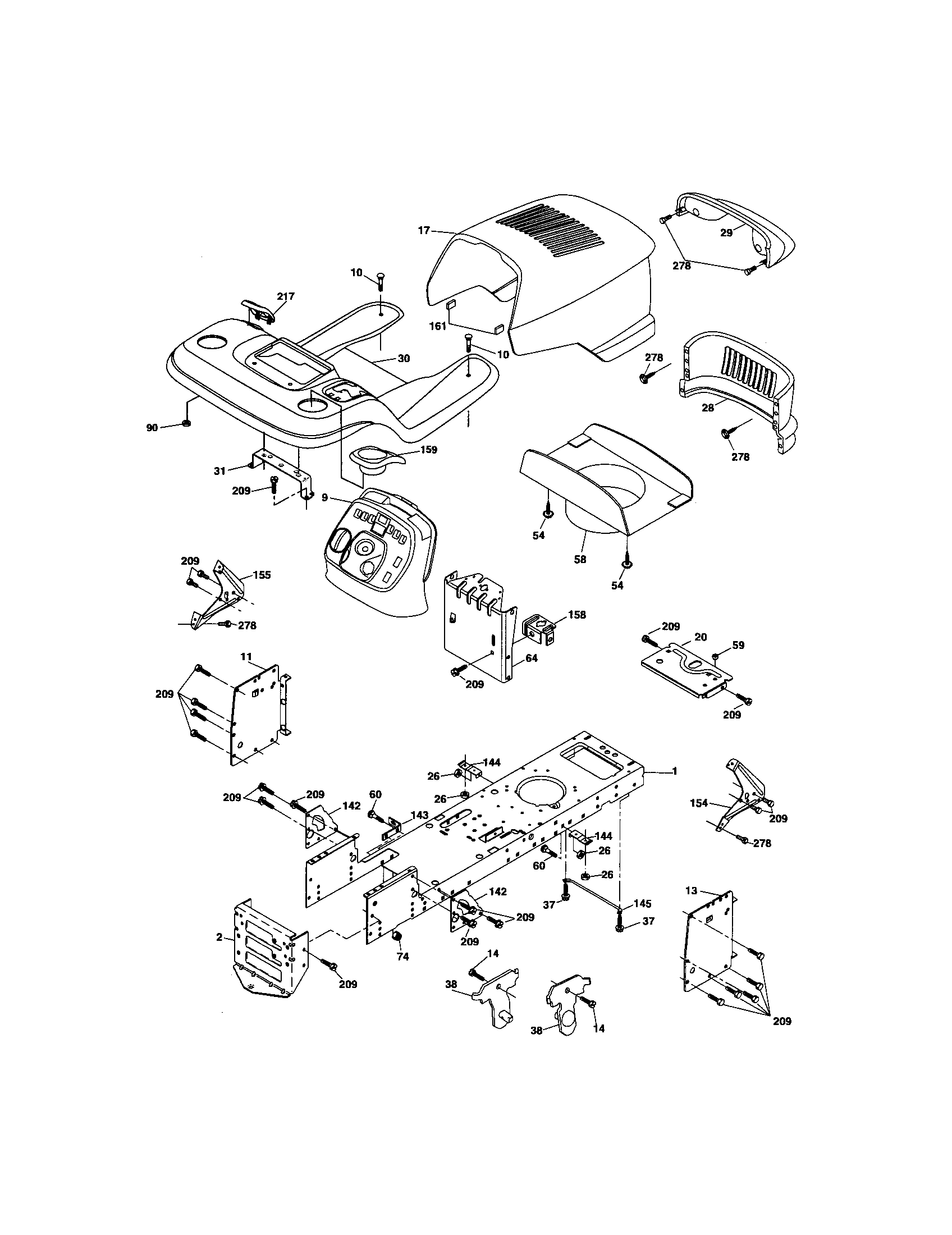 Chassis And Enclosures Diagram and Parts List for 917275702  Craftsman Lawn Tractor