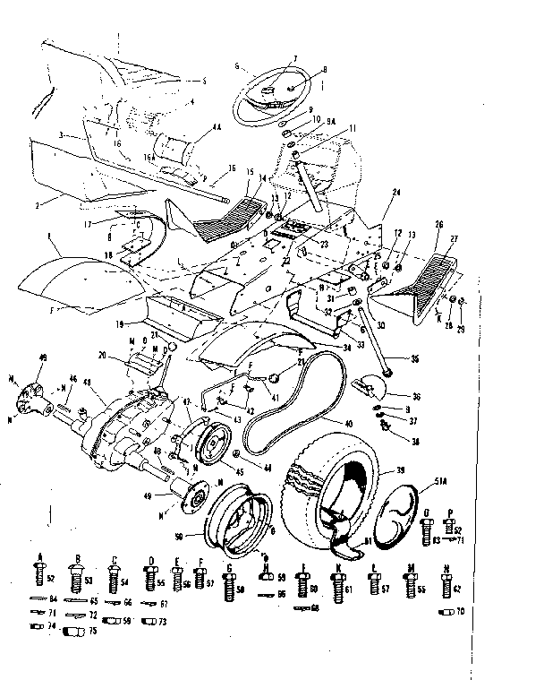 Drive Assembly Diagram and Parts List for 91725510B  Craftsman Lawn Tractor