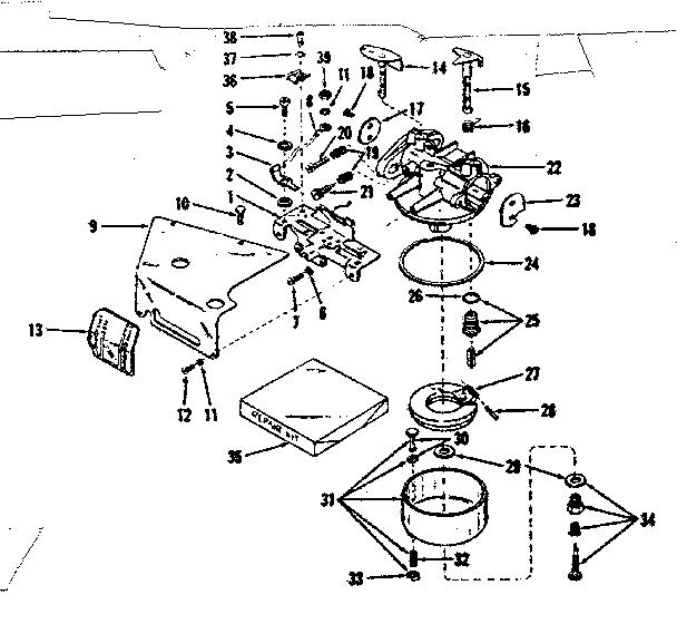 Carburetor And Speed Control Diagram and Parts List for 14360031  Craftsman Engine
