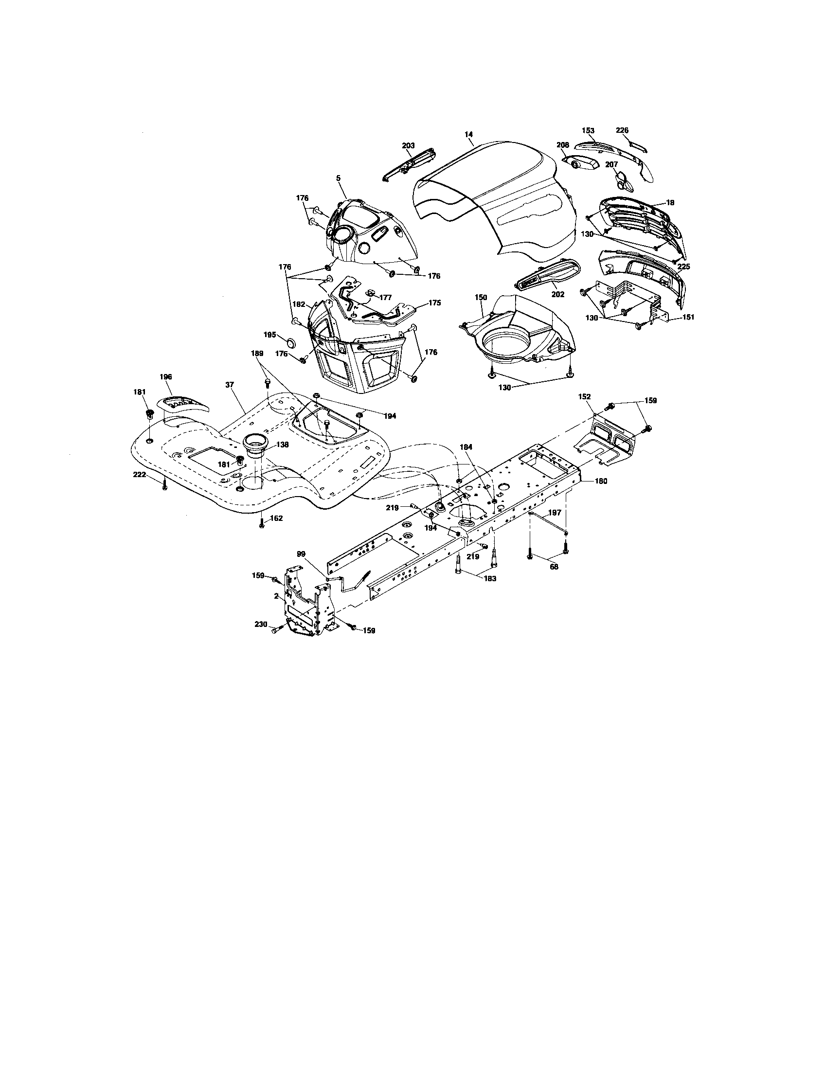 Chassis Assembly Diagram and Parts List for 917276642  Craftsman Lawn Tractor