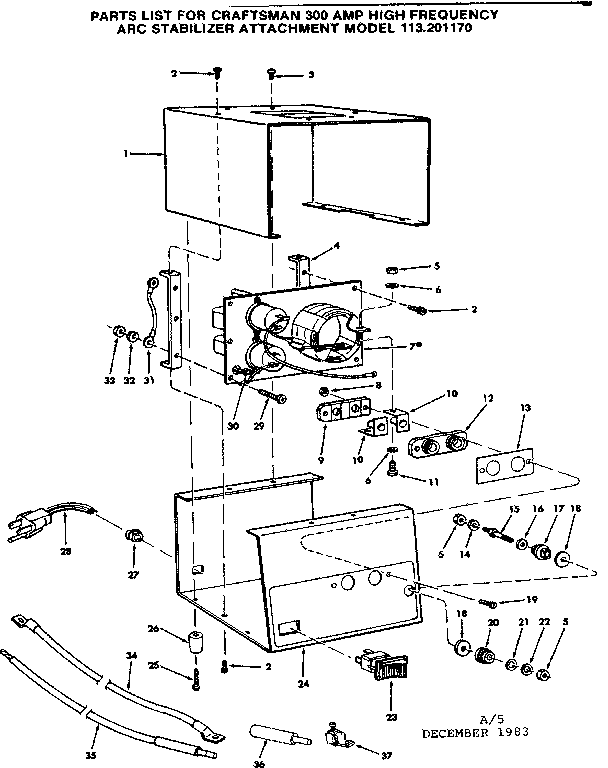 Unit Diagram and Parts List for 113201170  Craftsman Welder