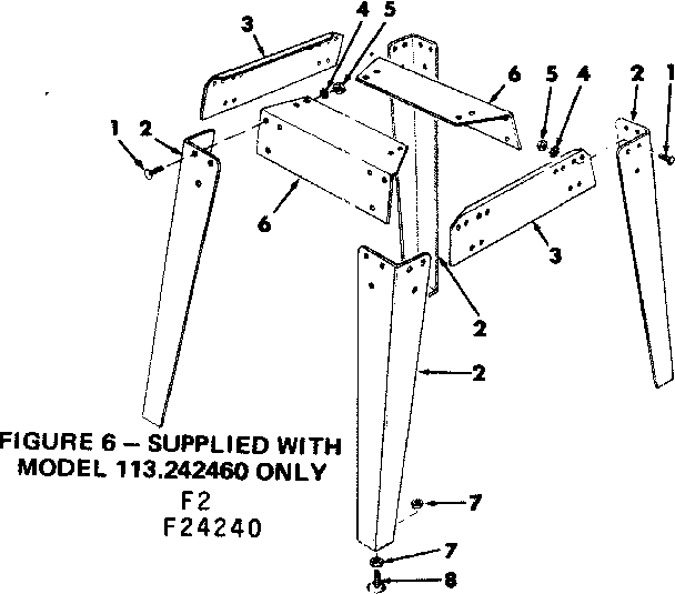 Leg Set Diagram and Parts List for 11324240  Craftsman Power Motor