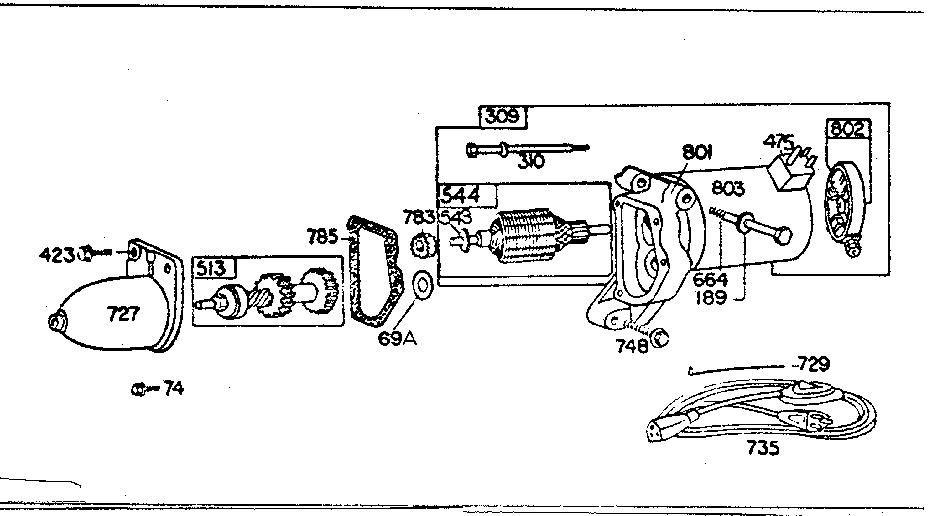 Motor Assembly Diagram and Parts List for 500130200  Craftsman Engine