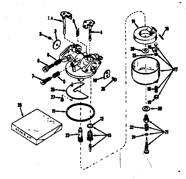 Carburetor Diagram and Parts List for 143137012  Craftsman Engine