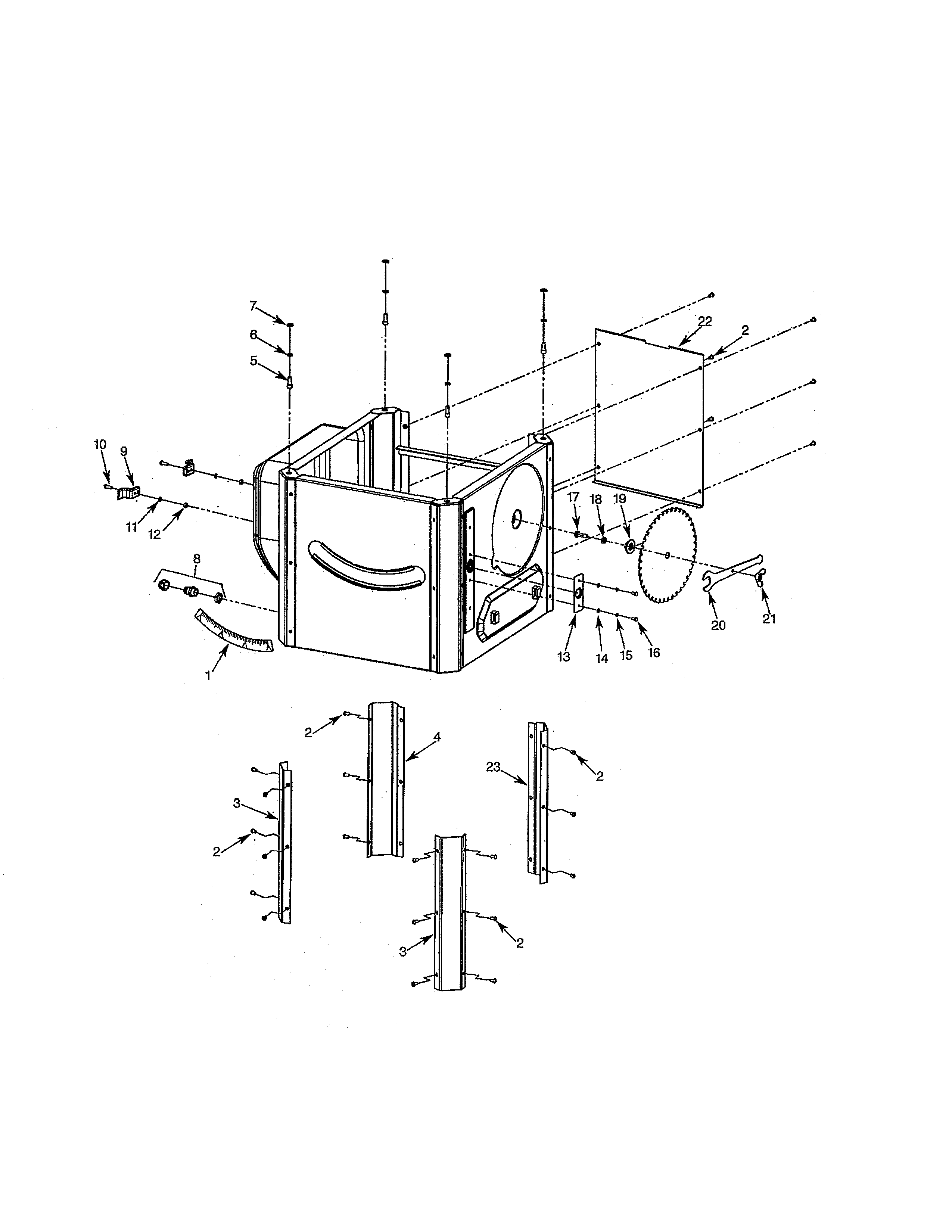Cabinet Diagram and Parts List for 141218331  Craftsman Table Saw