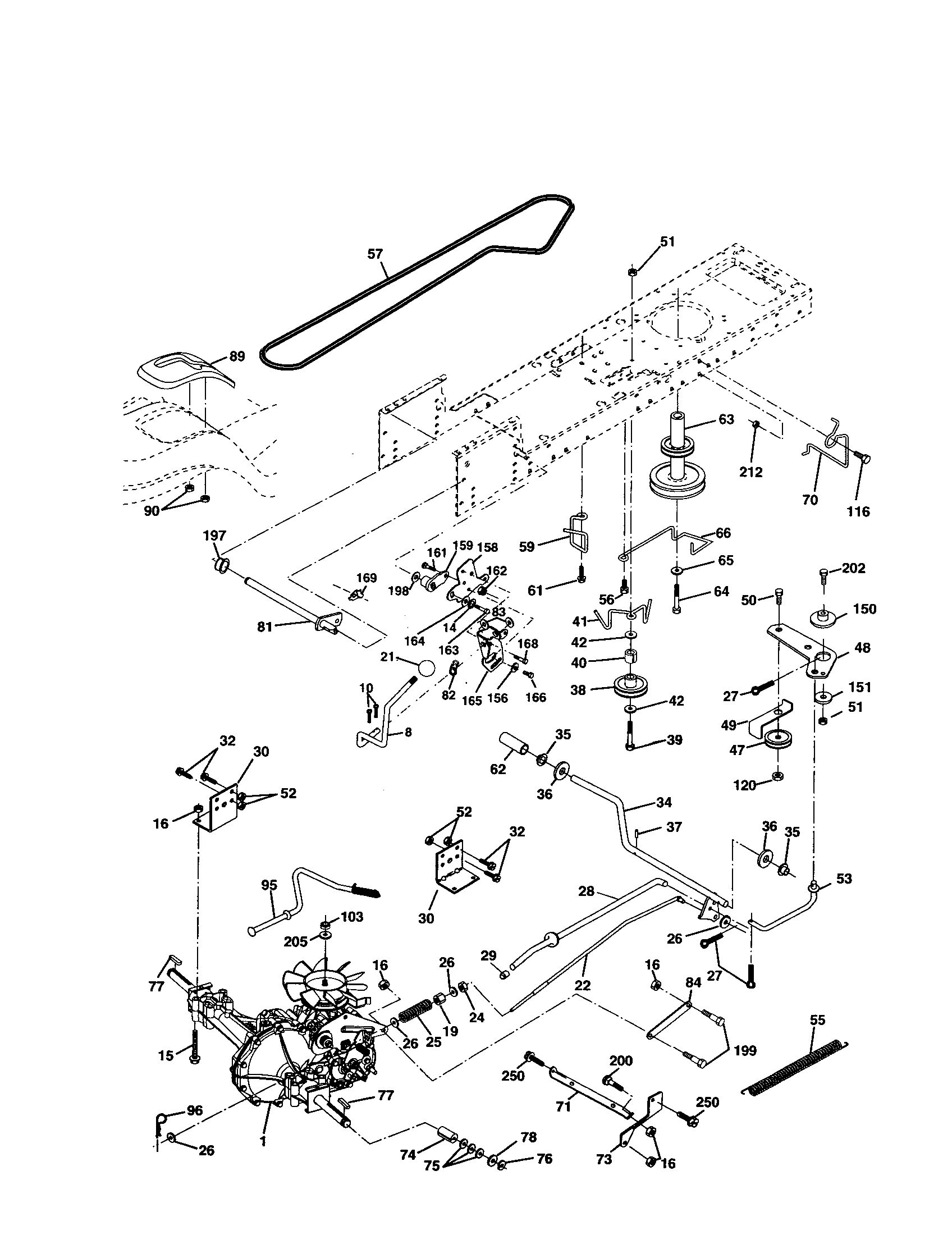 Ground Drive Diagram and Parts List for 917277040  Craftsman Lawn Tractor