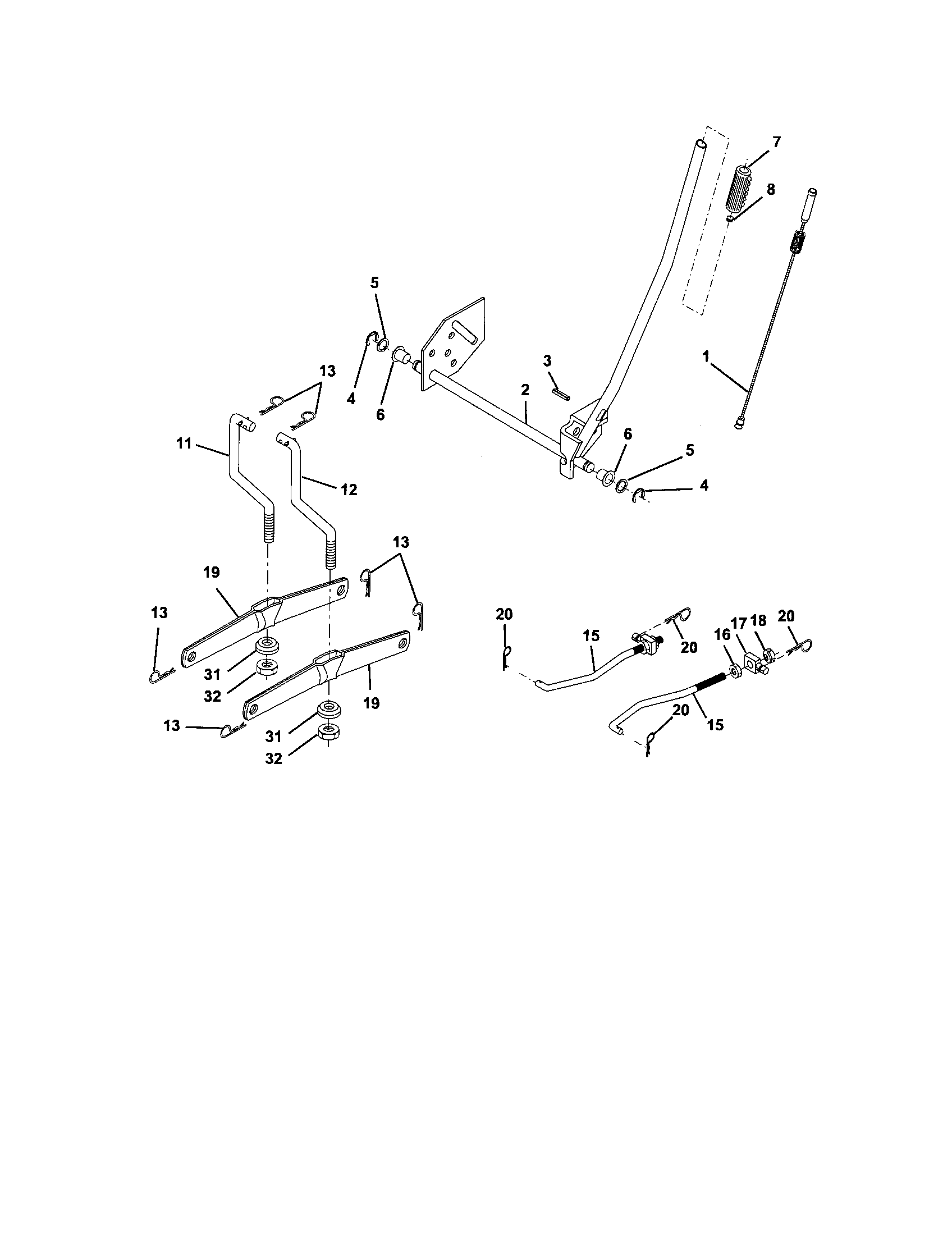 Lift Assembly Diagram and Parts List for 917274351  Craftsman Lawn Tractor