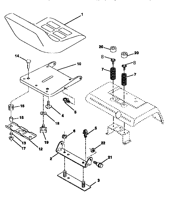 Seat Assembly Diagram and Parts List for 917251370  Craftsman Lawn Tractor