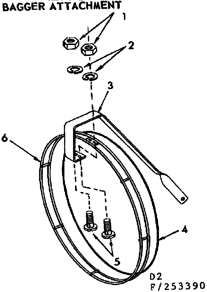 Bagger Attachment Diagram and Parts List for 917253390  Craftsman Lawn Tractor
