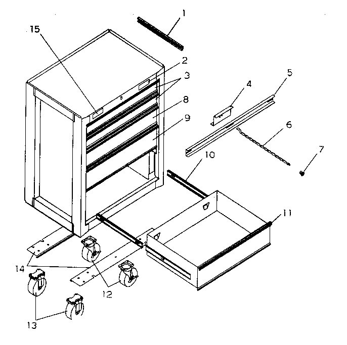 Chest Diagram and Parts List for 706656053  Craftsman Tool Stand & Cart