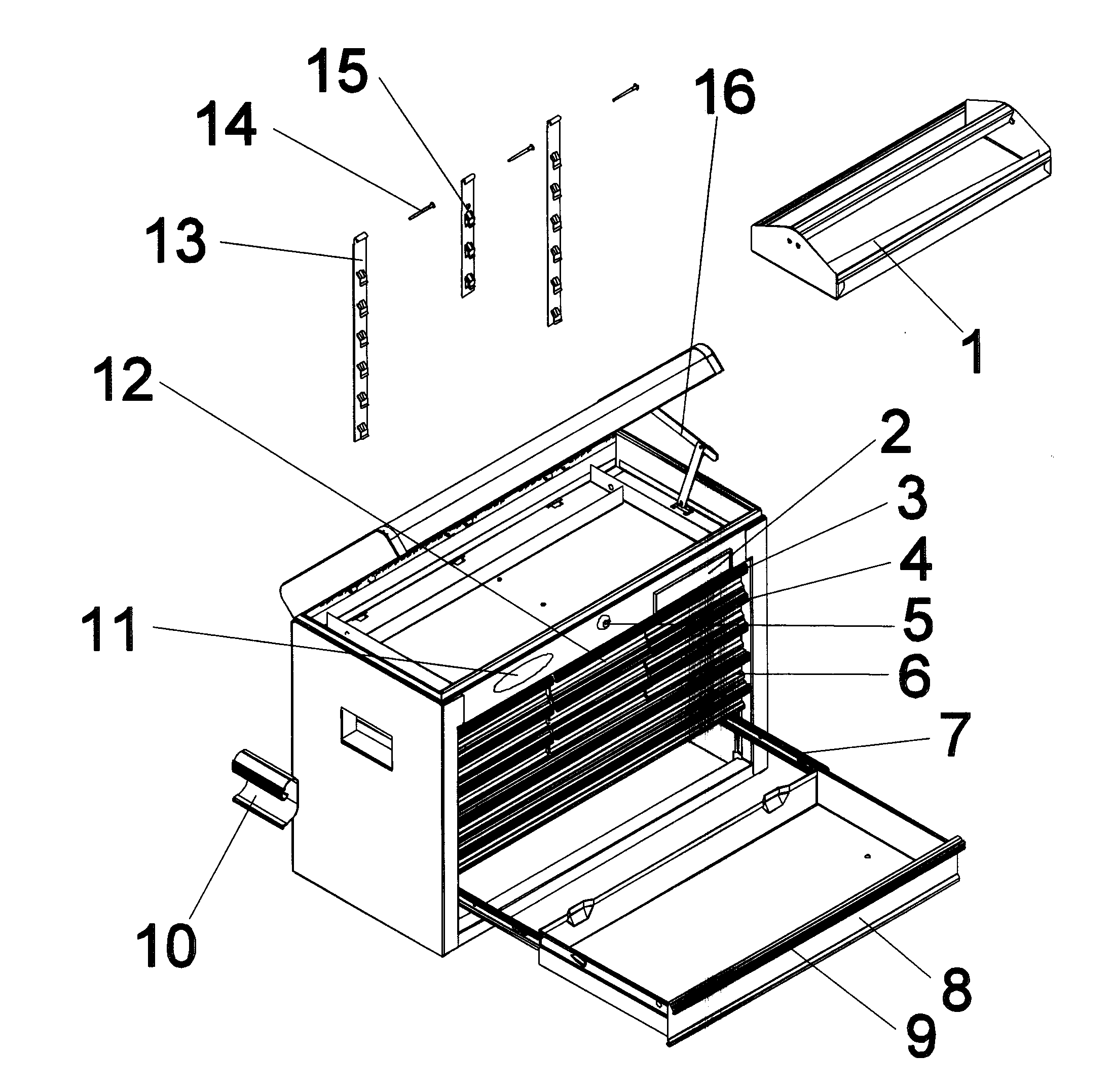 Tool Chest Diagram and Parts List for 706652613  Craftsman Tool Stand & Cart