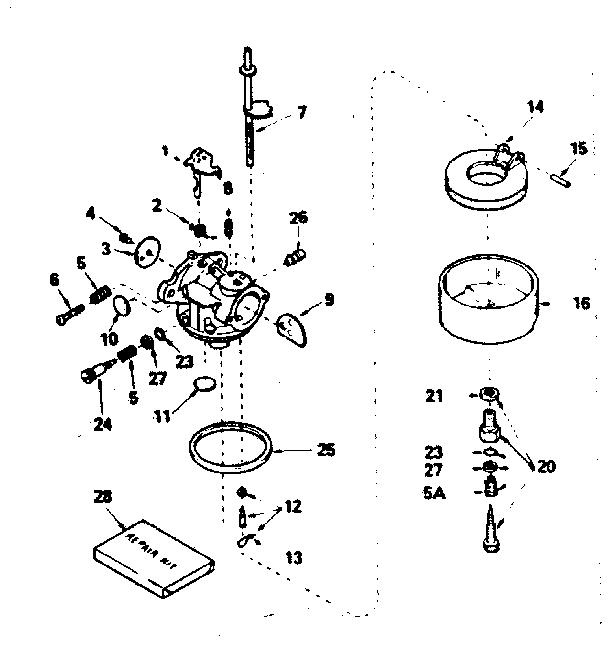 Carburetor No. 632371 Diagram and Parts List for 143756162  Craftsman Engine