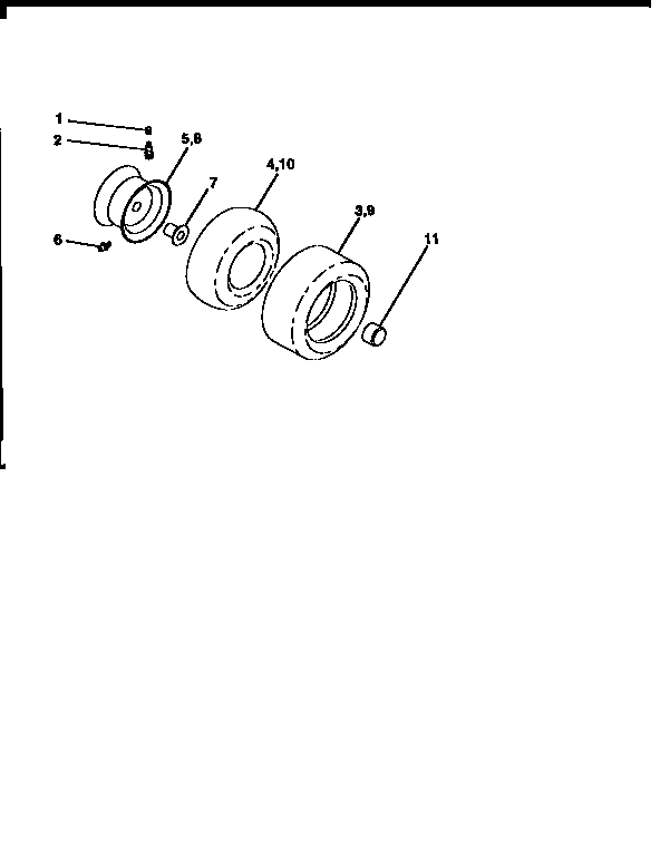 Wheels And Tires Diagram and Parts List for 917270610  Craftsman Lawn Tractor