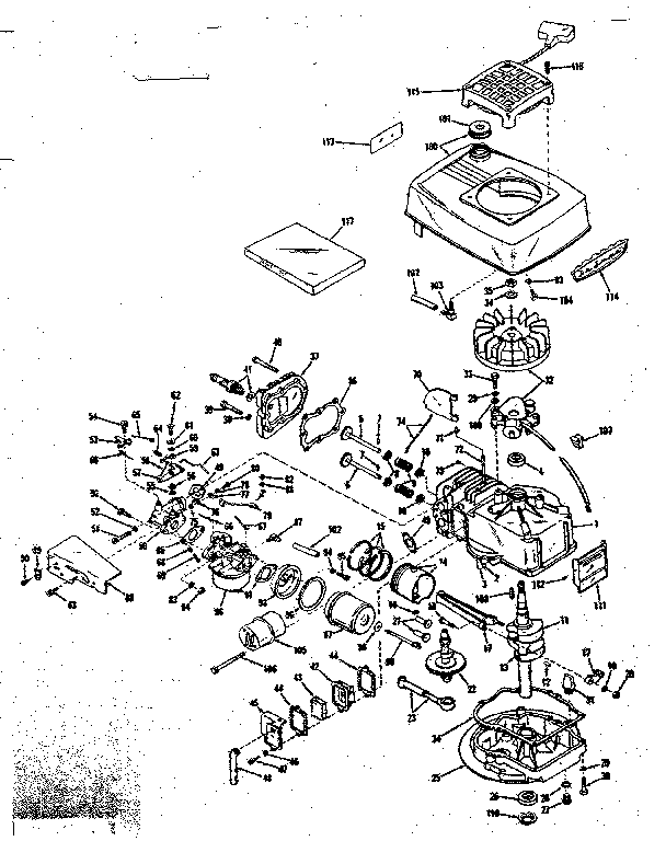 Basic Engine Diagram and Parts List for 14352200  Craftsman Engine