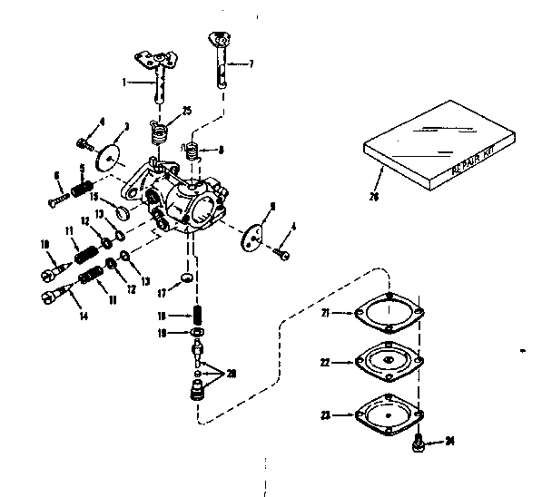 Carburetor No. 29780 Diagram and Parts List for 143501201  Craftsman Engine