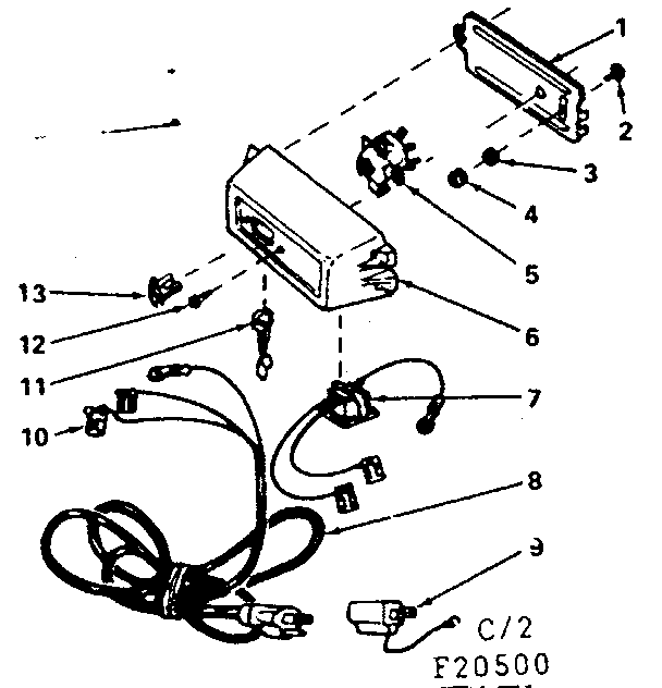 Switch Box Assembly Diagram and Parts List for 11320500  Craftsman Saw