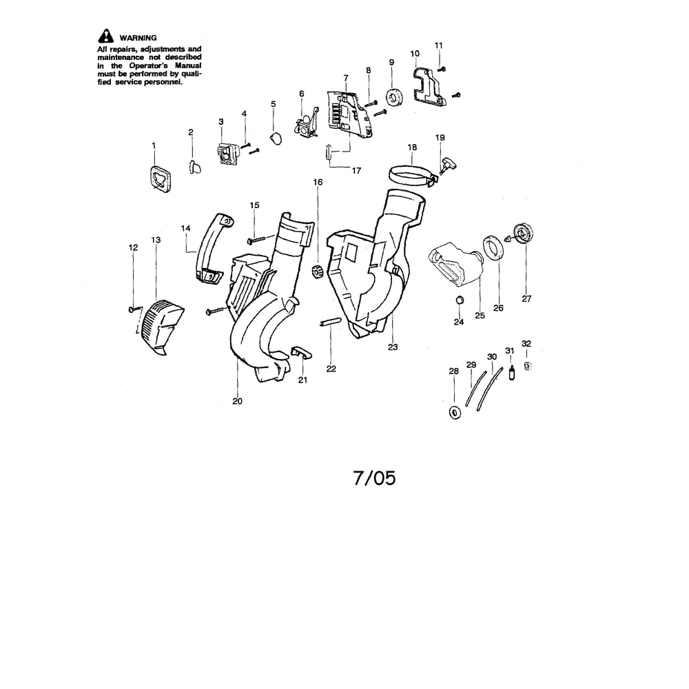 Housing/Handle/Fuel Tank Diagram and Parts List for 358797550-BLOWER  Craftsman Leaf Blower / Vacuum
