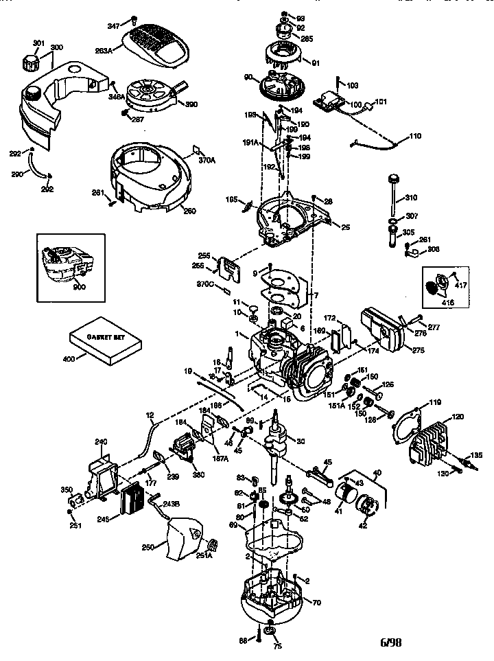Engine 143.986516 Diagram and Parts List for 143986516  Craftsman Engine