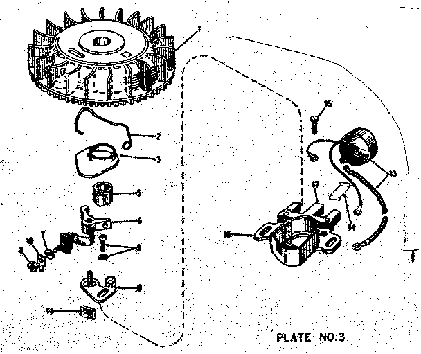 Magneto No. 610673 Diagram and Parts List for 143122252  Craftsman Engine