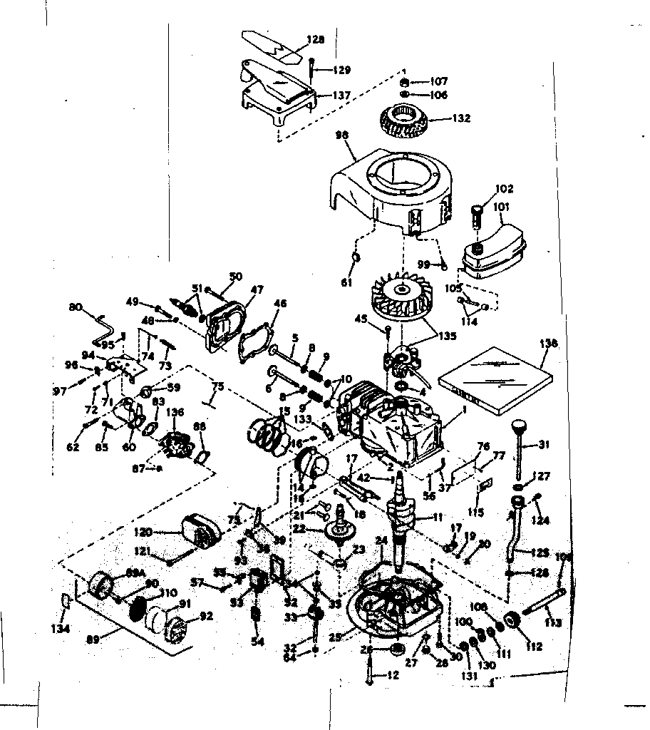Basic Engine Diagram and Parts List for 143171232  Craftsman Engine