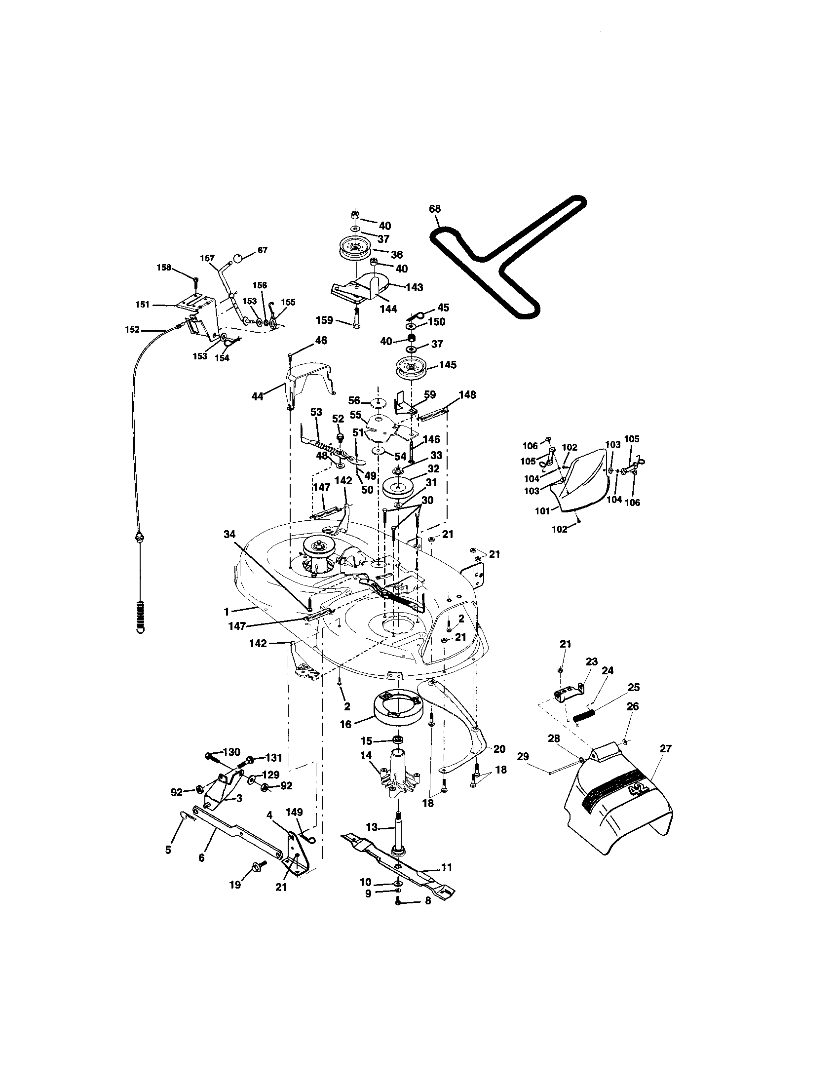 Mower Deck Diagram and Parts List for 917271662  Craftsman Lawn Tractor