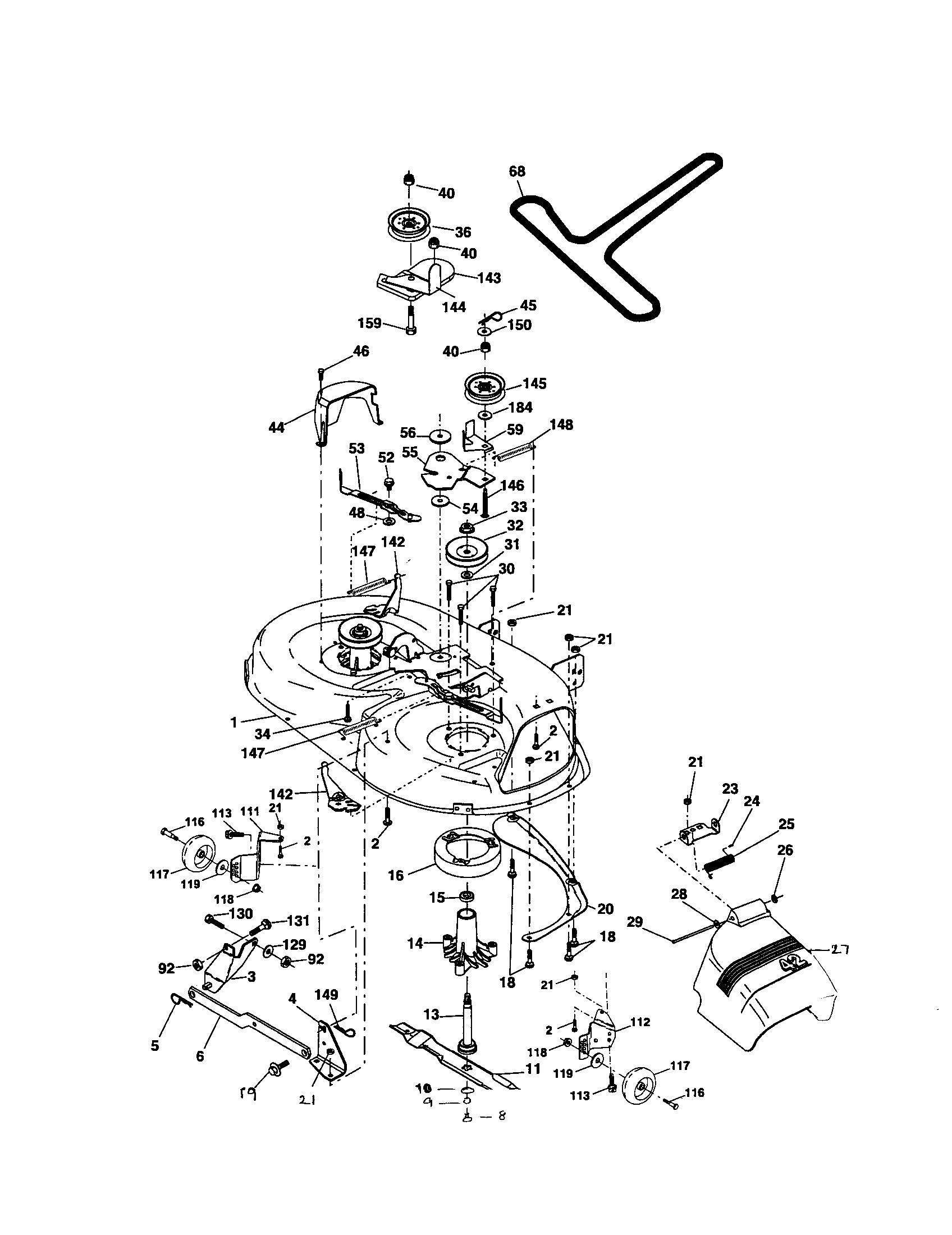 Mower Deck Diagram and Parts List for 917275620  Craftsman Lawn Tractor