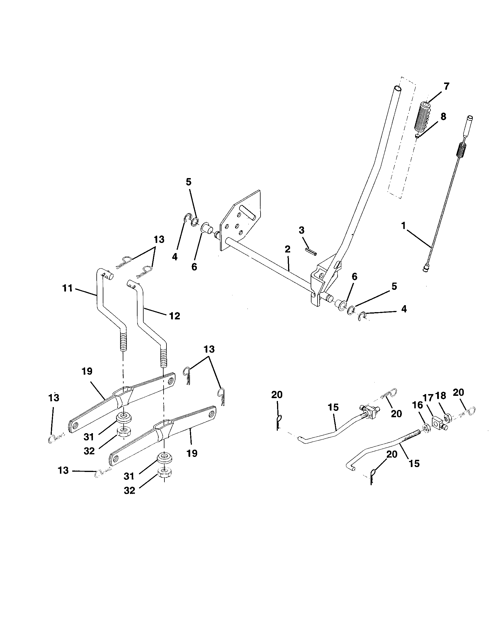 Lift Assembly Diagram and Parts List for 917253780  Craftsman Lawn Tractor