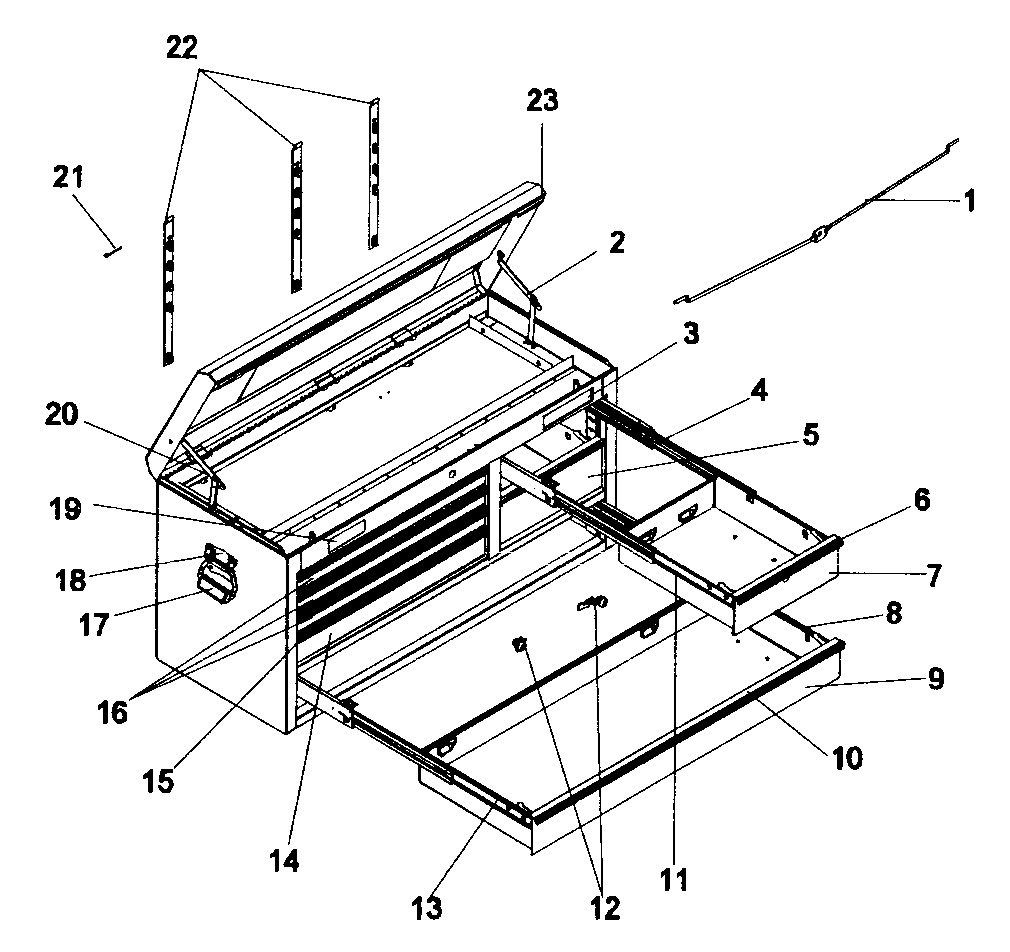 Tool Chest Diagram and Parts List for 706593832  Craftsman Tool Stand & Cart