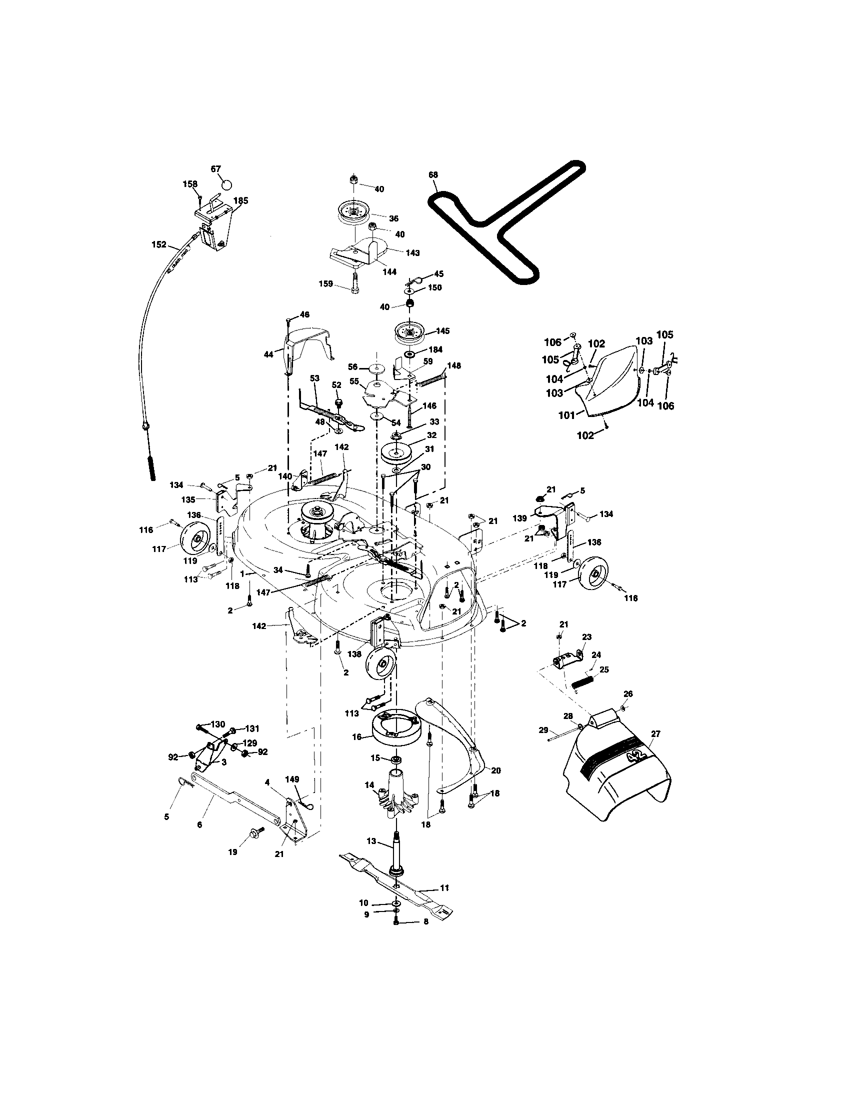 Mower Deck Diagram and Parts List for 917273820  Craftsman Lawn Tractor