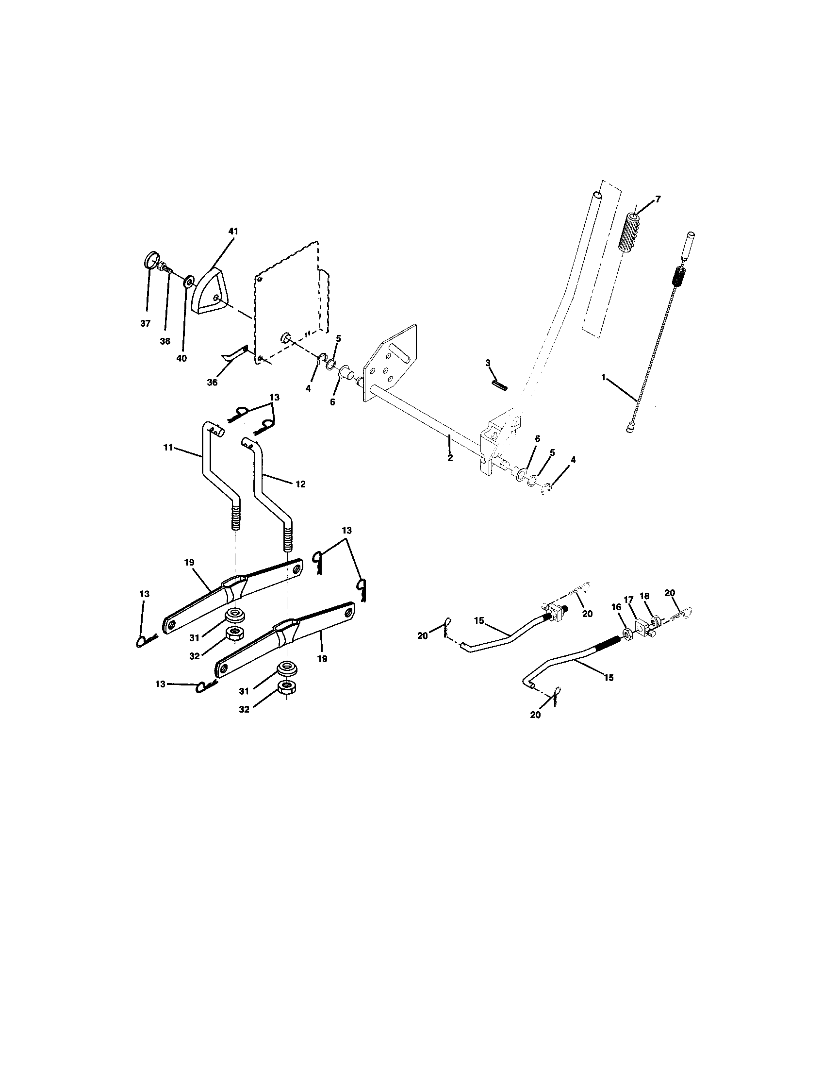 Lift Assembly Diagram and Parts List for 917273643  Craftsman Lawn Tractor