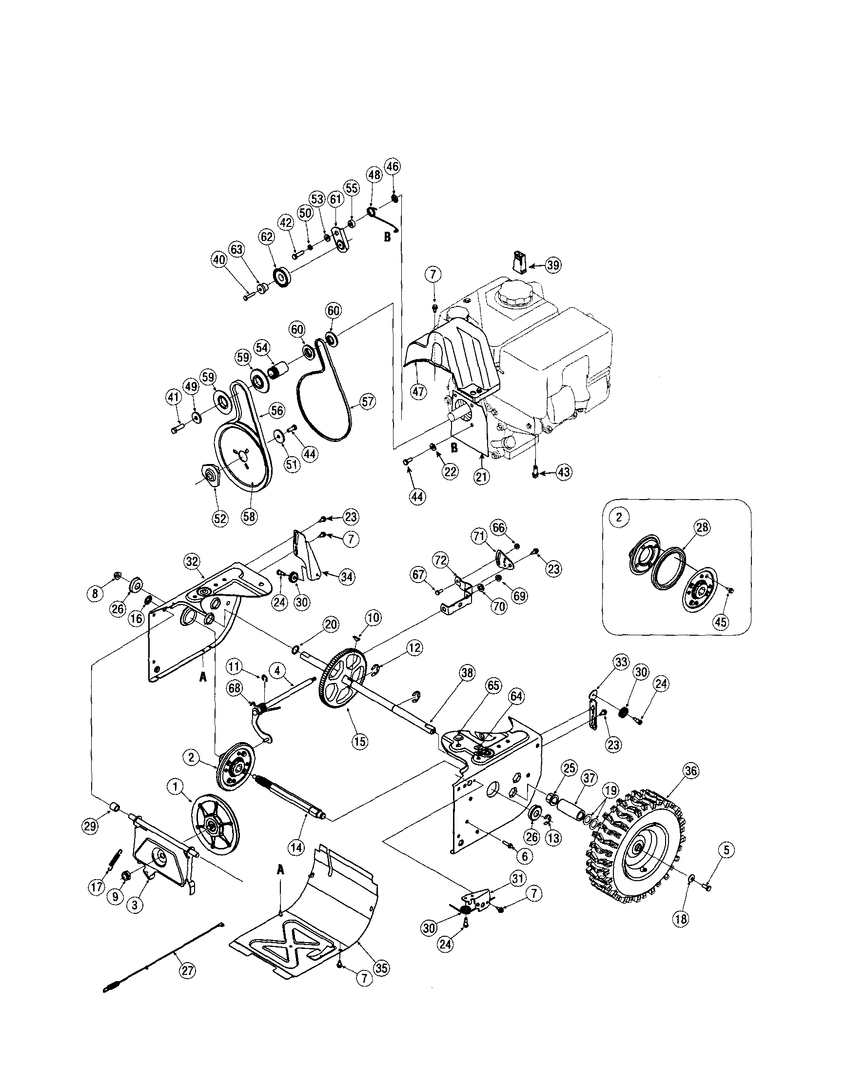 Gears/wheels Diagram and Parts List for 247889570  Craftsman Snow Blower