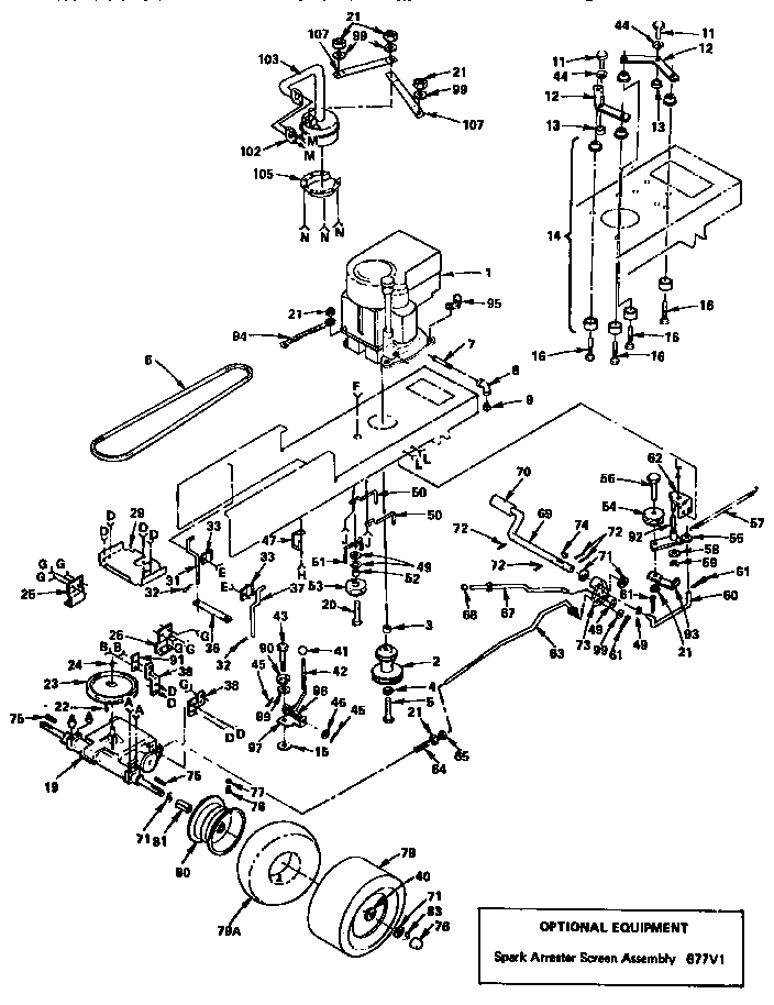 Drive Diagram and Parts List for 917255727  Craftsman Lawn Tractor