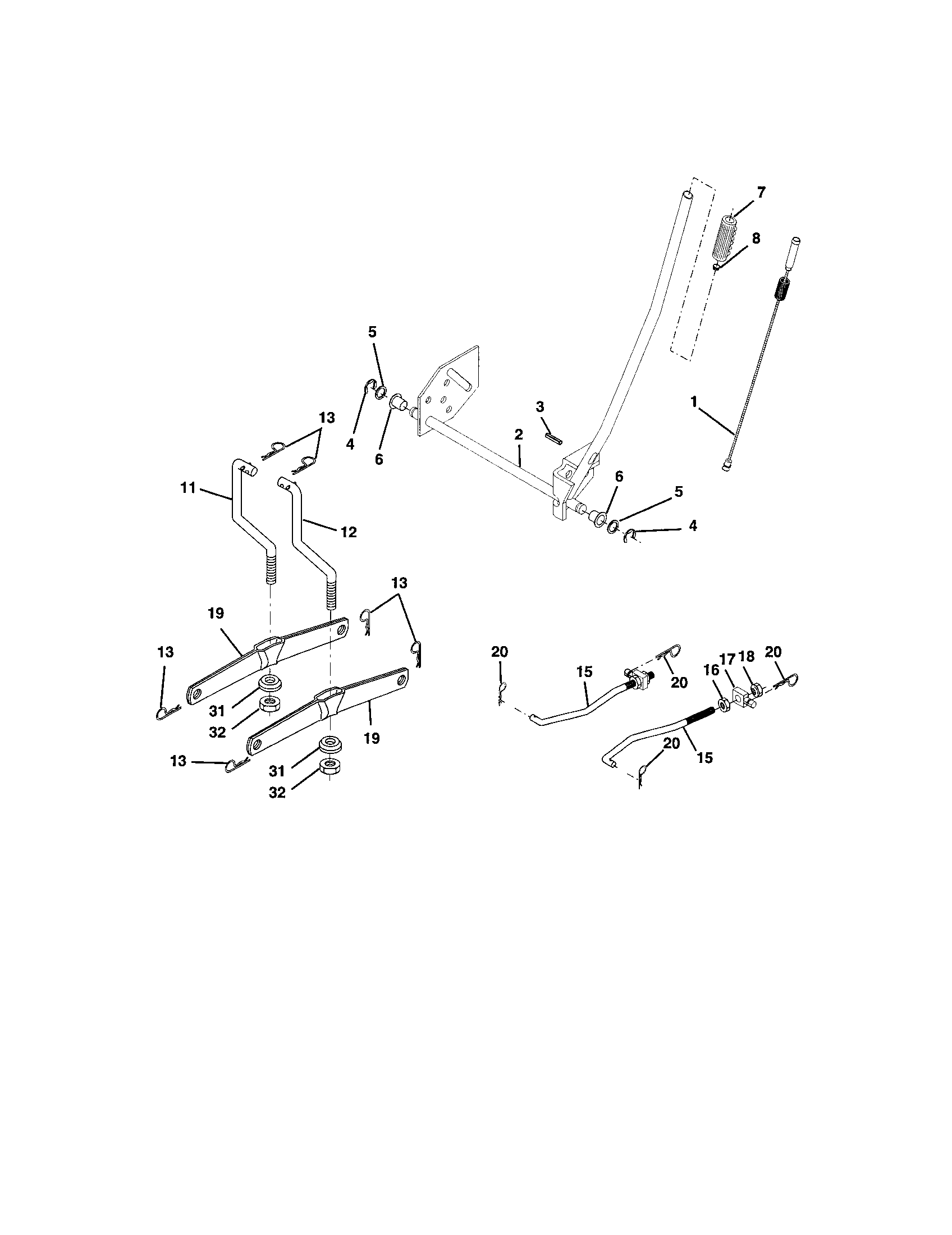 Lift Assembly Diagram and Parts List for 917271553  Craftsman Lawn Tractor