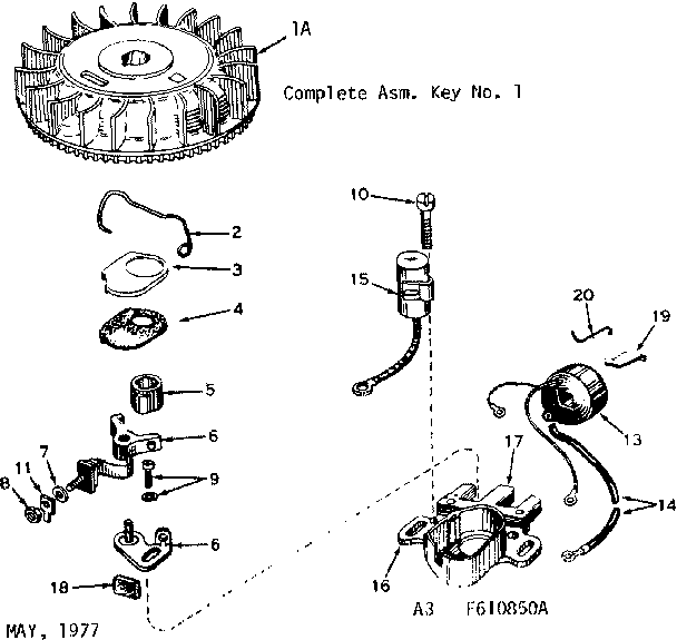 Magneto Diagram and Parts List for 143284542  Craftsman Engine