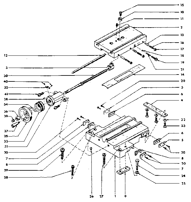 Saddle And Cross Slide Diagram and Parts List for 5492892  Craftsman Lathe