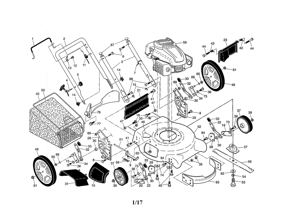 Lawn Mower Diagram and Parts List for 917374382  Craftsman Lawn Mower