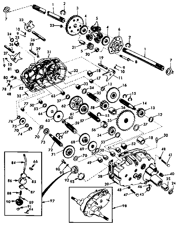 Transaxle Diagram and Parts List for 917255961  Craftsman Lawn Tractor